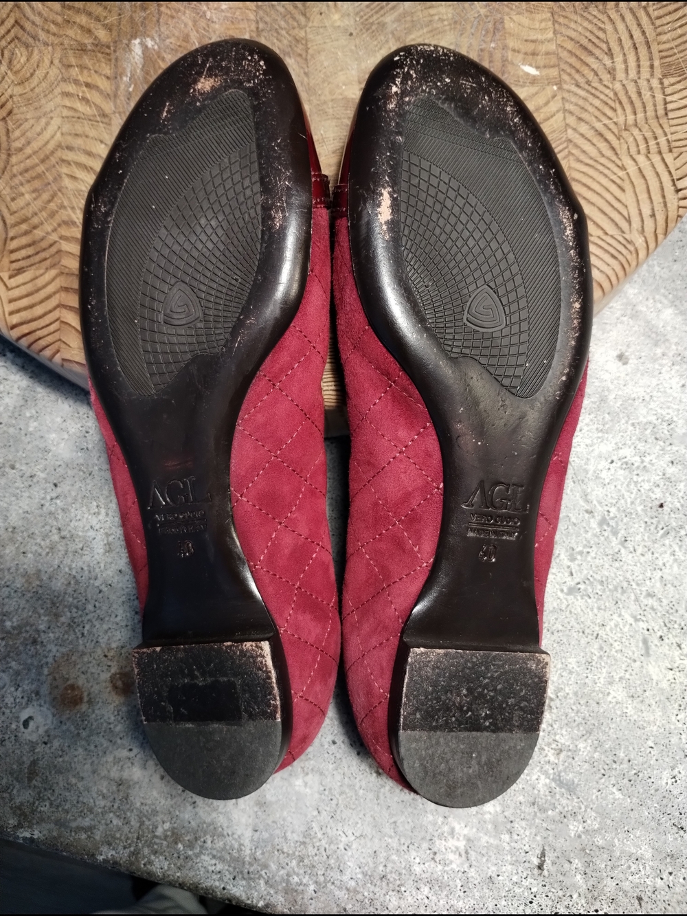 AGL Monika Cap Toe Flats Quilted Suede Patent Ruby 40 Italy - Picture 5 of 13